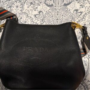 Prada Vitello Phenix Black Leather Crossbody